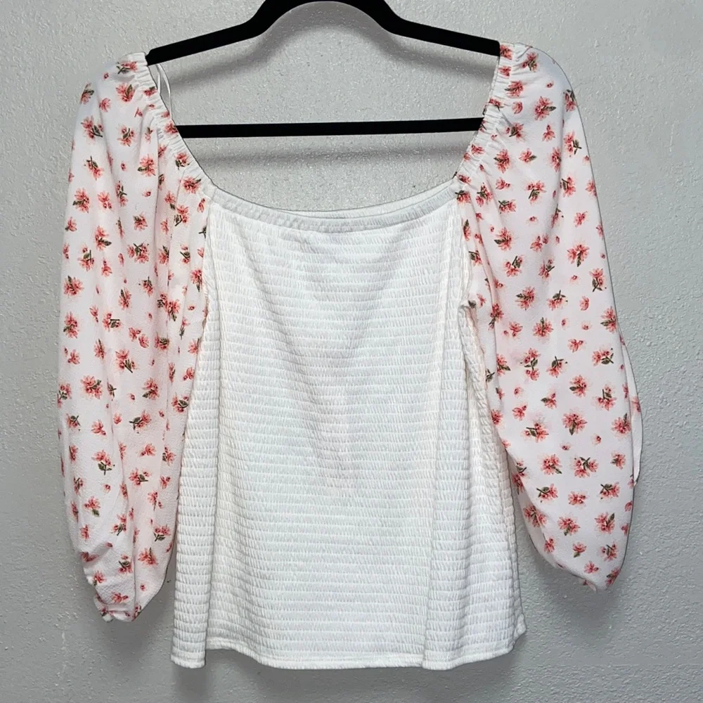 Who Wear What When Why By Anthropologie Floral Smocked Puffy Sleeves Top 3659
